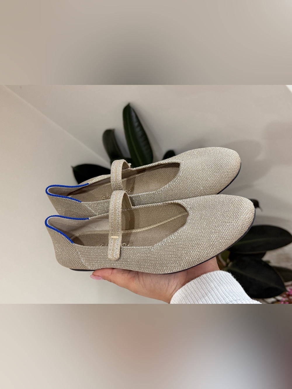 Rothy’s Mary Jane Flats Women’s Size 7 Gold Metallic Sparkle BalletCore